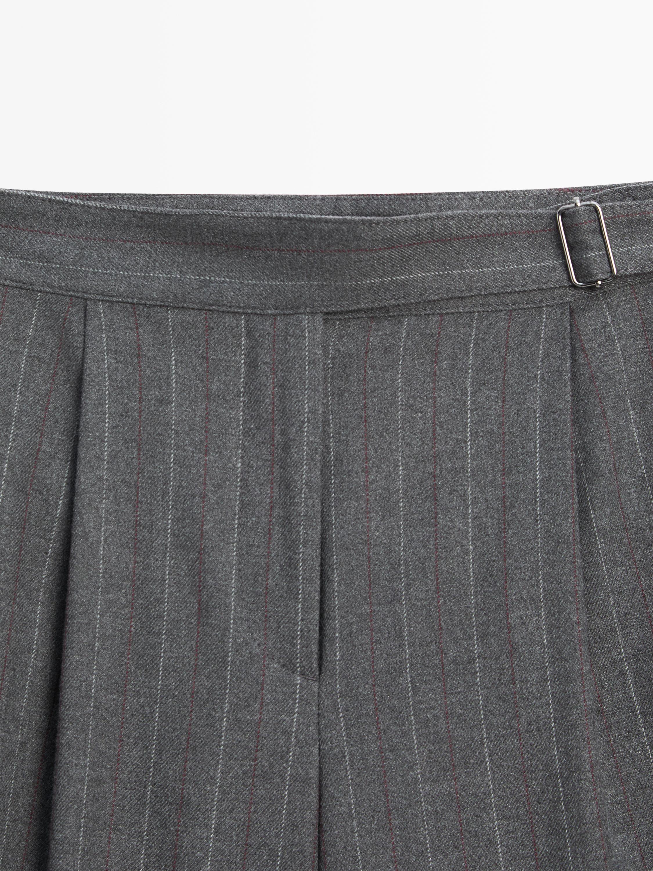 Darted pinstripe trousers